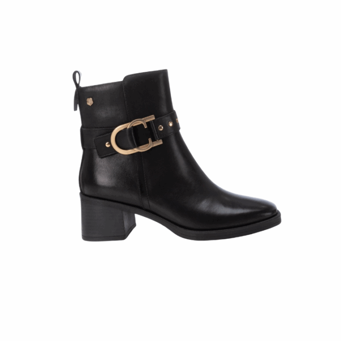 BLACK LEATHER LADIES ANKLE BOOTS