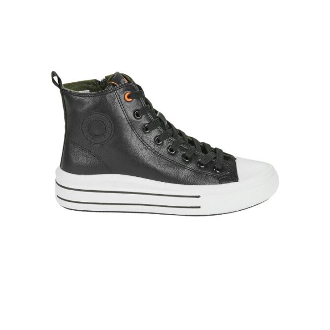 BLACK PU LADIES ANKLE BOOTS