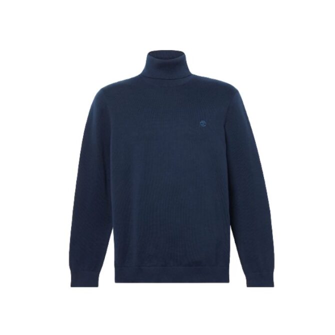 Williams River Turtle Neck Cotton Jumper for Men in Dark Blue
