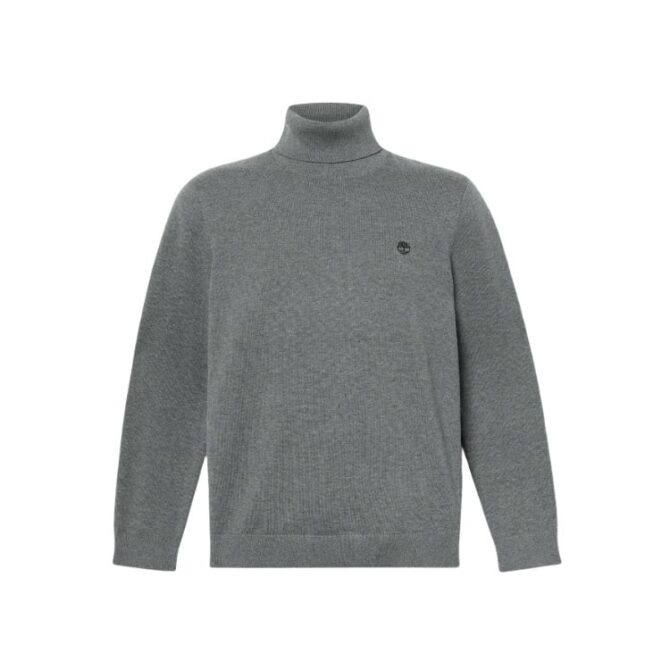 Williams River Turtle Neck Cotton Jumper for Men in Dark Grey